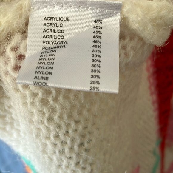 Gold & Silver: Pink & Green Crew Neck Floral Design Sweater- One size fits most - Picture 13 of 16